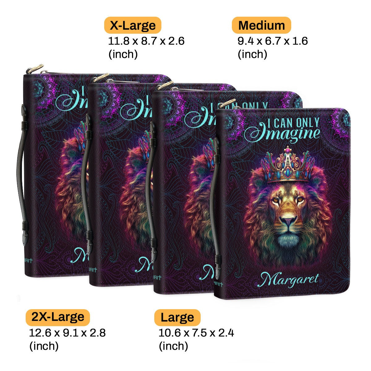 Lion I Can Only Imagine Leather Book Cover, Personalized Bible Cover With Handle, Spiritual Gift For Christian People, Christian Gift, Bible Covers Jesus Gifts